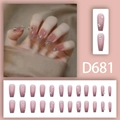 Rosa Ombre Kunstnägel in Sargform mit Glitzersteinen und Strasssteinen 24er Set - Rosa Farbverlauf mit Strasssteinen Klebestil (D681)