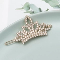 Fermaglio per capelli a corona dorata con strass su piatto in ceramica verde - Oro (C2413)