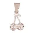 Pave-set crystal cherry pendant charm in silver-tone finish for jewelry making - Cherry Model B / White Gold