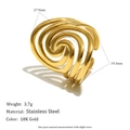 Elegant 18K gold plated stainless steel spiral ring with modern open design - Multi-layer Oval Line Adjustable Ring - Gold