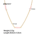 Collar de acero inoxidable bañado en oro de 18K con perlas rosas, 38+5cm, 2.52g - Cadena de Perlas Rosas (JDN21417)
