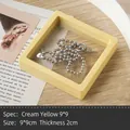 Minimalist creamy yellow 9x9cm PE film suspension jewelry storage box for necklaces - Square Film Suspension Box (9*9) / Yellow