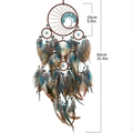 80cm Indian style dream catcher with brown and blue feathers and turquoise beads - Turquoise Style A