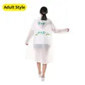 Translucent white adult EVA raincoat with hood featuring Guizhou-Libo tourist logo print - One Size / Printed White (Adult)