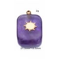Purple resin pendant with golden sun cross inlay on stainless steel accessory - Purple Sun (Square)