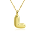 Collier avec pendentif lettre L dorée bombée et chaîne à maillons perlés fins - Lettre L