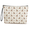 Pochette per trucchi in tela con stampa di coniglietto pasquale e cinturino nero - Coniglio con Cesto Stile (Stile 1)