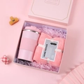 Elegant business gift set with pink stainless steel coffee mug and soft towel in gift box - [Sakura Pink] Insulated Cup + Towel