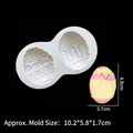 Easter egg silicone fondant mold with floral and wave patterns for DIY baking decor - #6 Easter Egg Double Cavity / Gray