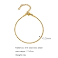 18K gold-plated 316 stainless steel thin bracelet, 1.2mm width with 17+5cm chain - Twisted Snake Chain (ZHSLG37)