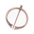 Celtic style penannular brooch in vintage bronze finish with knot work pattern - D-992 Antique Red Copper