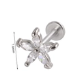 Silver flower cartilage stud with five sparkling marquise cubic zirconia stones 7.6mm - Marquise Flower