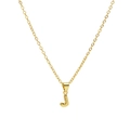 Polished 18k gold plated brass J-letter balloon pendant necklace on white background - Letter J