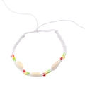 Bracciale bohémien con conchiglie intrecciate e perline rosse gialle verdi da spiaggia - Conchiglia Intrecciata con Corda Bianca (41 Corda Bianca Conchiglia 6637)