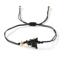 Handmade woven Christmas tree bracelet with black cord and gold star charm pendant - Christmas Tree Braided Hand Rope (X-B24090401A) / Black