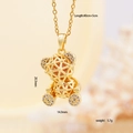 Golden bear pendant necklace with cubic zirconia details and geometric cutout design - Gold Hollow (170)