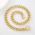 Catena cubana da 13mm in oro lucido con chiusura rotonda con diamanti CNC - Bracciale 21cm / Oro con fibbia in strass