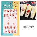 Stickers ongles 5D Noël avec motifs Père Noël, rennes et flocons de neige modèle 5D-K277 - 5D-K277