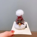 Mini-Weihnachtsmütze Haarklammer mit roten Pailletten, weißem Bommel und kleiner Glocke - 4# Grüner Schleifenhut Haarklammer