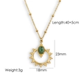 Collier vintage français avec pendentif gemme verte et chaîne en titane plaqué or 14K - Collier (2124)