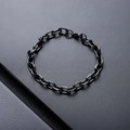 Matte black stainless steel oval link chain bracelet for men with lobster clasp closure - O-Link Bracelet / Swimming Black