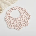 6-layer cotton gauze baby bib with leopard print and petal shape design with snap - Pink Leopard