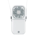 Portable white neck fan with power bank function and LED battery indicators - Basic White