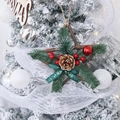 Star-shaped Christmas wreath with pine needles, red berries, and green ribbon on tree - Pine Needle Hanging-Small Ball Star Style