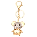Sparkling rhinestone mouse keychain with gold alloy finish and lobster clasp - Gold
