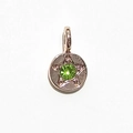 Rose gold round pendant with a green gemstone star charm for DIY necklaces - Rose Gold August