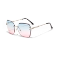 Gafas de sol retro sin montura con lentes degradadas azul-rosa y patillas finas doradas - Degradado Azul Rosa