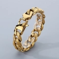 Pulsera cubana de hombre 18mm dorada con grabados florales y cierre de langosta - 21cm / Dorado