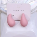 Exaggerated pink teardrop stud earrings with matte finish on jewelry card - Light Pink Medium 3.1CM