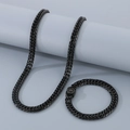 Set collana e bracciale da uomo in acciaio inossidabile nero con chiusura fusa - Bracciale 20CM / 9mm Nero