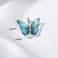 Detail view of butterfly pendant with 20.45mm height and 24mm width dimensions shown - Palladium Black Cyan Gradient Butterfly (H-11982)
