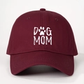 Cappellino da baseball DOG MOM bordeaux alla moda in twill di cotone con ricamo di zampa - Taglia unica / Borgogna