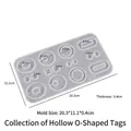 Silicone earring pendant mold with various geometric shapes, size 20.3x11.1x0.4cm - O-Shape Tag Mold / Translucent White