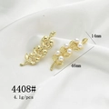 Detailed view of gold rose branch pendants with dimensions 46mm by 14mm and pearl accents - 4408# Gold Leaf with Pearl