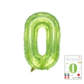 Light green number 0 foil balloon in 32-inch size with original card packaging - 40-inch Jelly Green 0 With Paper Card