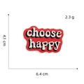 Detalle de parche bordado rojo Choose Happy con medidas 6,4x4,1cm y peso de solo 2,3g - Parche Serie Roja 1#-Choose Happy