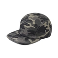 Detailweergave van de 5-panel camo camper pet met metalen oogjes en een platte klep - Verstelbaar (56-60cm) / Groene Camouflage