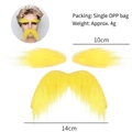 Detailed view of yellow fake beard and eyebrows with size measurements in centimeters - Eyebrows And Mustache Set / Yellow