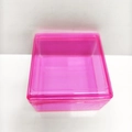 Pink translucent square plastic storage box with tight-fitting lid for organizing small items - Square / Rose Red
