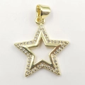 Pendentif étoile doré élégant orné de zircons avec une chaîne minimaliste pour femme - Étoile Bordure Dorée Ajourée