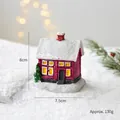 Miniature red Christmas house ornament with snow roof and tiny tree, 8cm height resin decor - Snowy Roof Red House