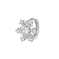Eleganter silberner Schneeflocken-Creole mit brillanten weißen Zirkonia-Steinen - Schneeflocke / Silber
