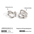 Detaillierte Größenangaben für minimalistische Edelstahl-Ohrklemmen mit Wellenstruktur - Silber (JDE0312012-S)