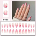 Unghie finte a mandorla sfumate rosa con cuori rossi, set da 24 pezzi modello Y-185 - Stile Cuore Rosso Sfumato Rosa (Y-185)