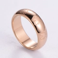 Minimalist rose gold stainless steel ring featuring repeated cute bear pattern engravings - US 6 / Rose Gold