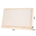 Detail view of large wooden necklace display stand with precise 40cm height measurements - Beige